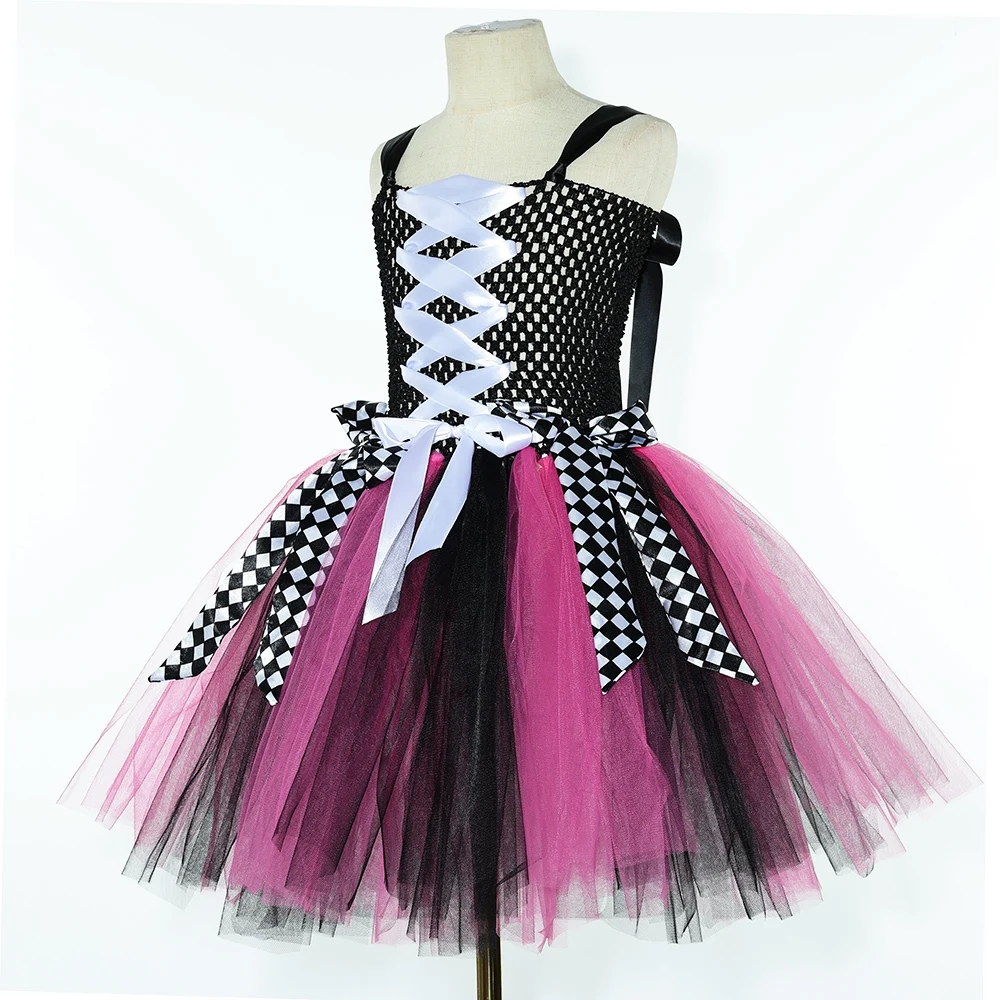 Hot Pink Black Pirate Costumes for Girls Captain Pirate Tutu Dress with Eyes Patch Head Bandana Kids Carnival Halloween Outfits