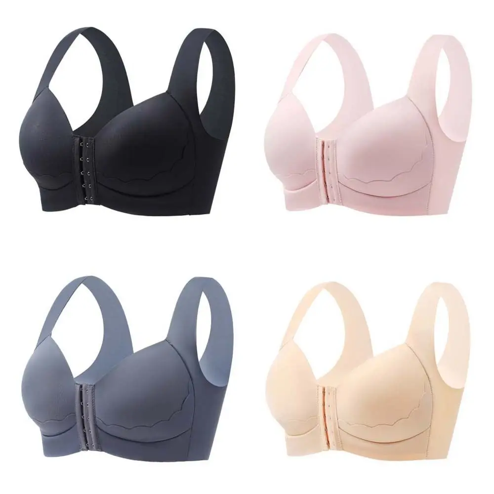 

Front Chest Buckle Wireless Deep V Bra Shockproof Anti-sagging Brassiere for Women Lingerie Close-fitting Push Up Underwear