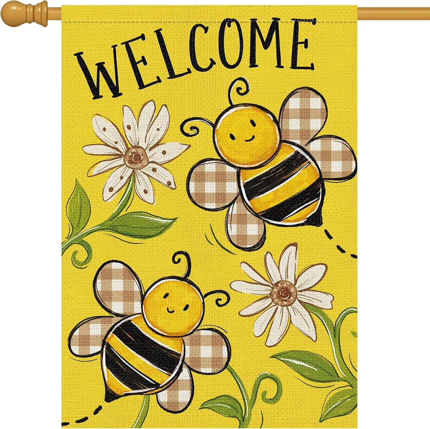 Louise Maelys Welcome Summer Garden Flag 28x40 Double Sided Burlap Large Bee Daisy Garden Yard House Sign Outside Outdoor Se SSL