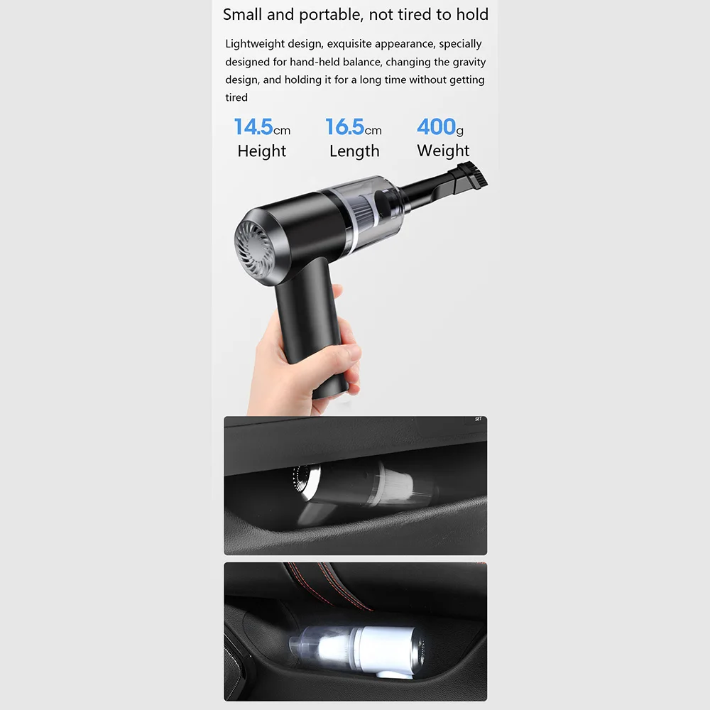 Aspirapolvere per auto Aspirapolvere portatile senza fili con super aspirazione per la pulizia degli interni dell'aspiratore dell'auto-Bianco