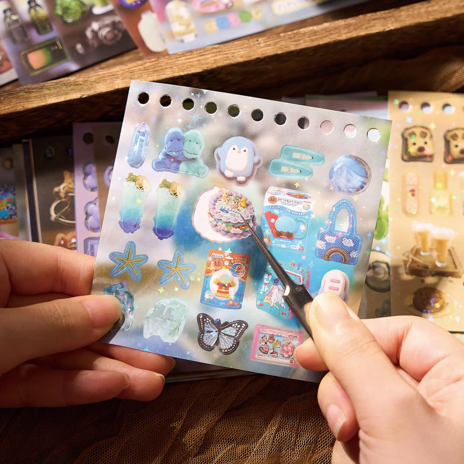 50 pcs/bag Camellia Season Series Japanese Vintage Style Pre-cut Foil Coil Stickers for Books, Notebooks, and Gooka Materials