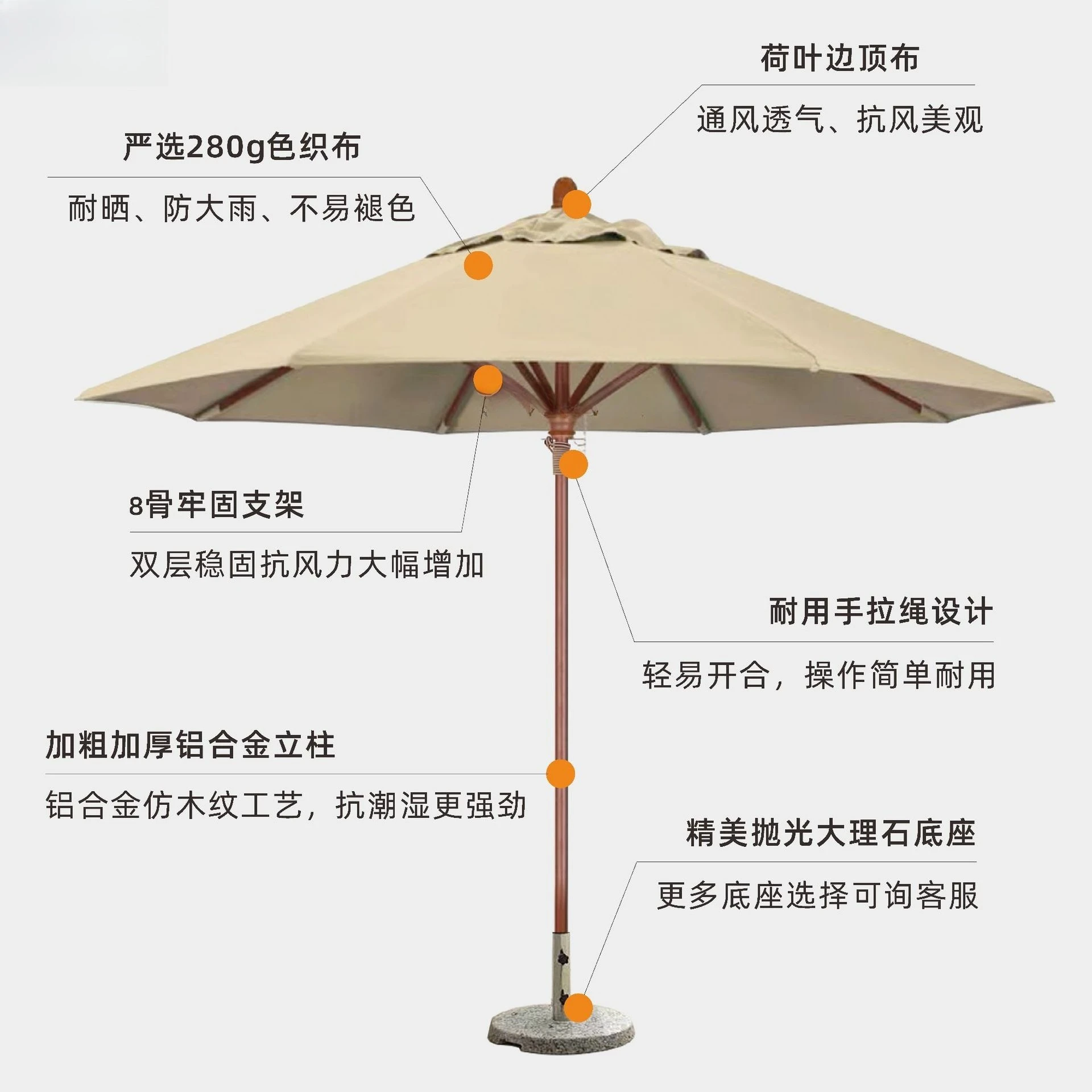 Garden Umbrella Outdoor Commercial Household Central Pillar Umbrella Garden Hotel Seaside Beach Umbrella