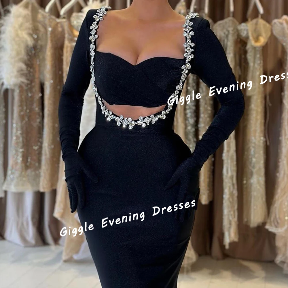 Giggle Crepe Scoop Beading Elegance Prom Gown Saudi Fashion Arab Close-Fitting Floor-Length Evening Party Dresses for Women 2024