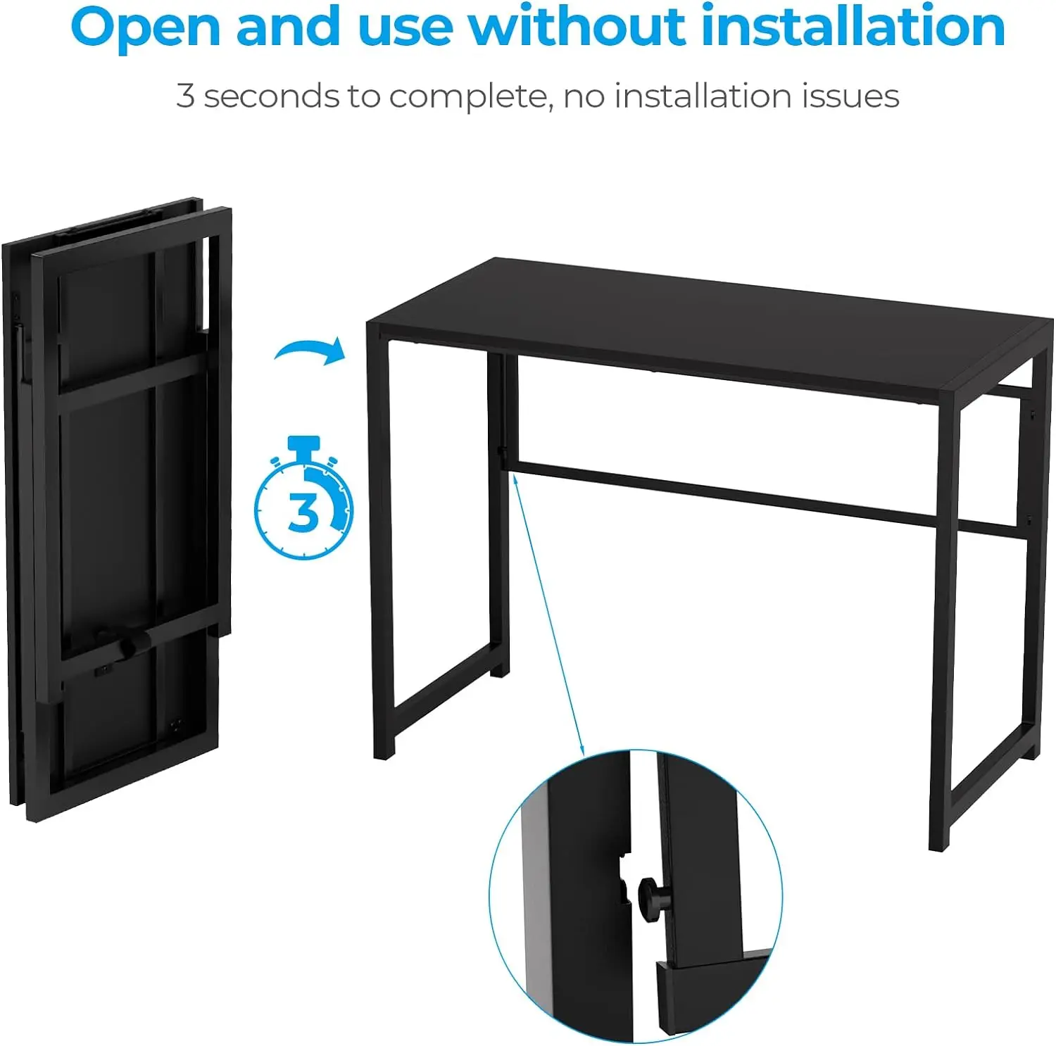 GreenForest Folding Desk for Small Spaces, 39.4 in No-Assembly Small Computer Desk for Home Office, Space Saving Foldable Table