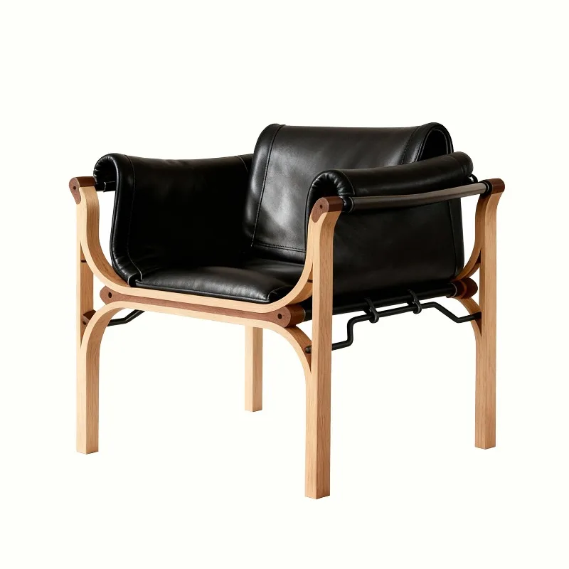 

Medieval style light luxury style comfortable saddle leather private custom single casual sofa chair