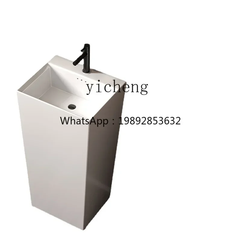 

Y1 Nordic Pedestal Basin Ceramic Floor-Mounted Integrated Wash Basin Square Column Washbasin
