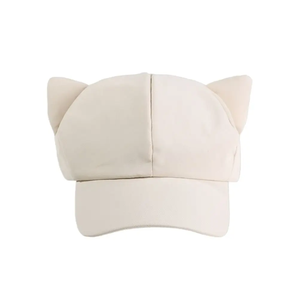 

Lovely Korean Y2k Cat Ear Hat Casual Sunscreen Women's Baseball Hat Outdoor Solid Color Peaked Cap Female