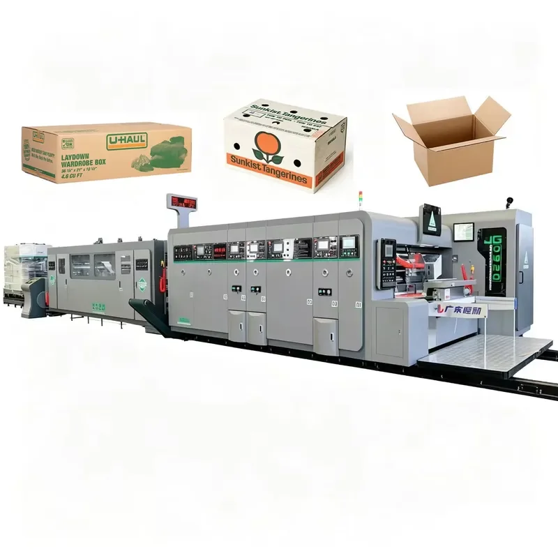 Fully Automatic Corrugated Board Slotting Die Cutting Folder Gluer Making Line 2 3 4 Colors Carton Box Flexo Printing Machine