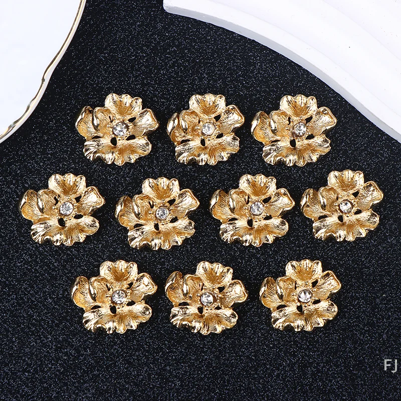 

[YU]10Pcs Alloy Rhinestone Flower For DIY Jewelry Handmade Craft Making For Hairpin Clothing Bag Decor Accessories