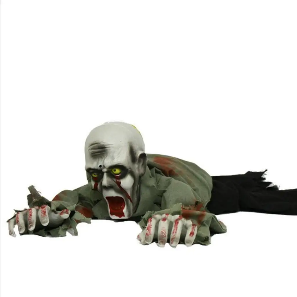 Scary Horror Crawling Zombie Halloween Prop Sound Sensor Doll Toy Haunted House Decoration for Night Club