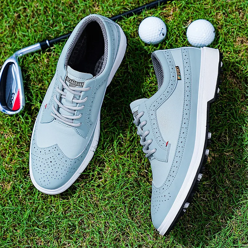 Professional Golf Shoes Men High-Quality Leather Breathable Sports Shoes Golf Competition Training Shoes Plus Size Shoes 39-47#