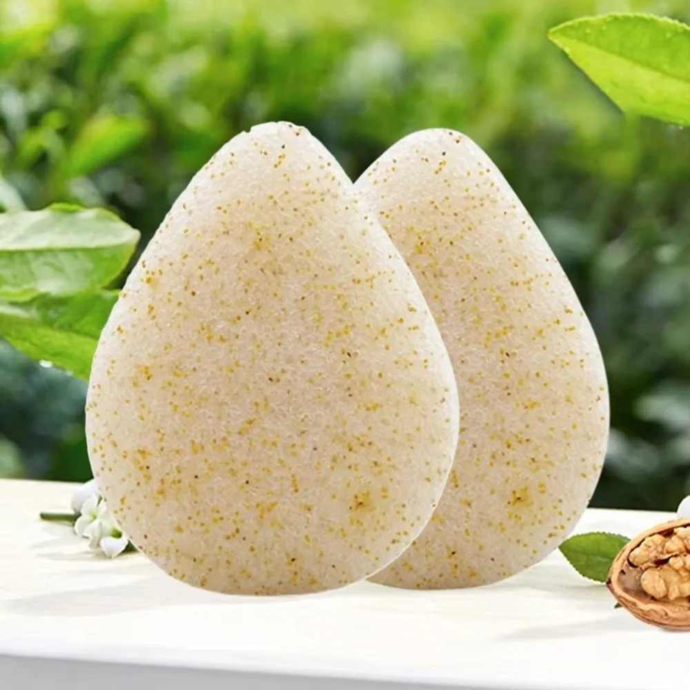 Walnut Seed Makeup Konjac Puff Exfoliator Washable Cleaning Konjac Sponge Reusable Soft Face Wash Cleaning Sponge for Women