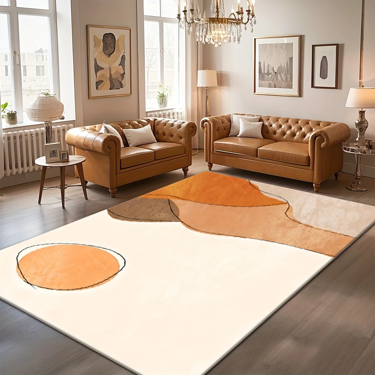 Aesthetic Bauhaus Style Geometric Washable Rug Durable Stain Resistant Mat For High Traffic Entryway Hallway