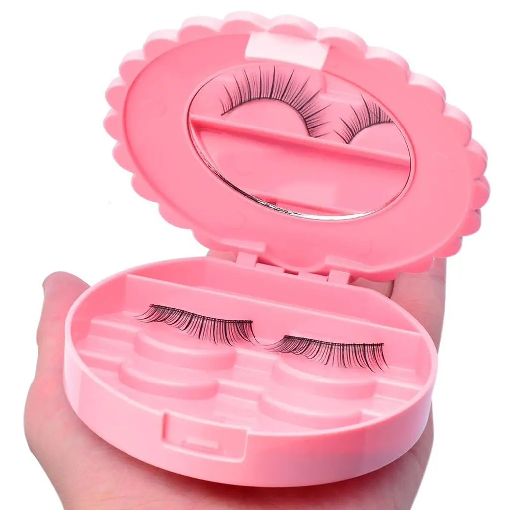 2xPink Protable False Eyelashes Carrier Container Storage Case Lash Holder Box