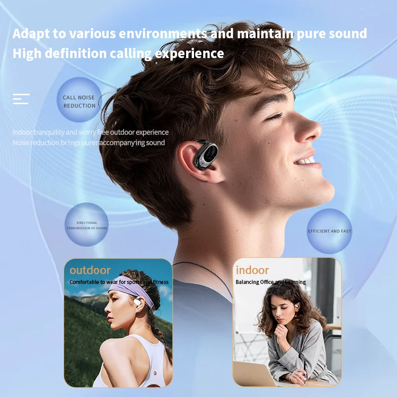 Open hanging wireless Bluetooth earphones 5.4 color screen touch multifunctional earphones ANC active noise reduction