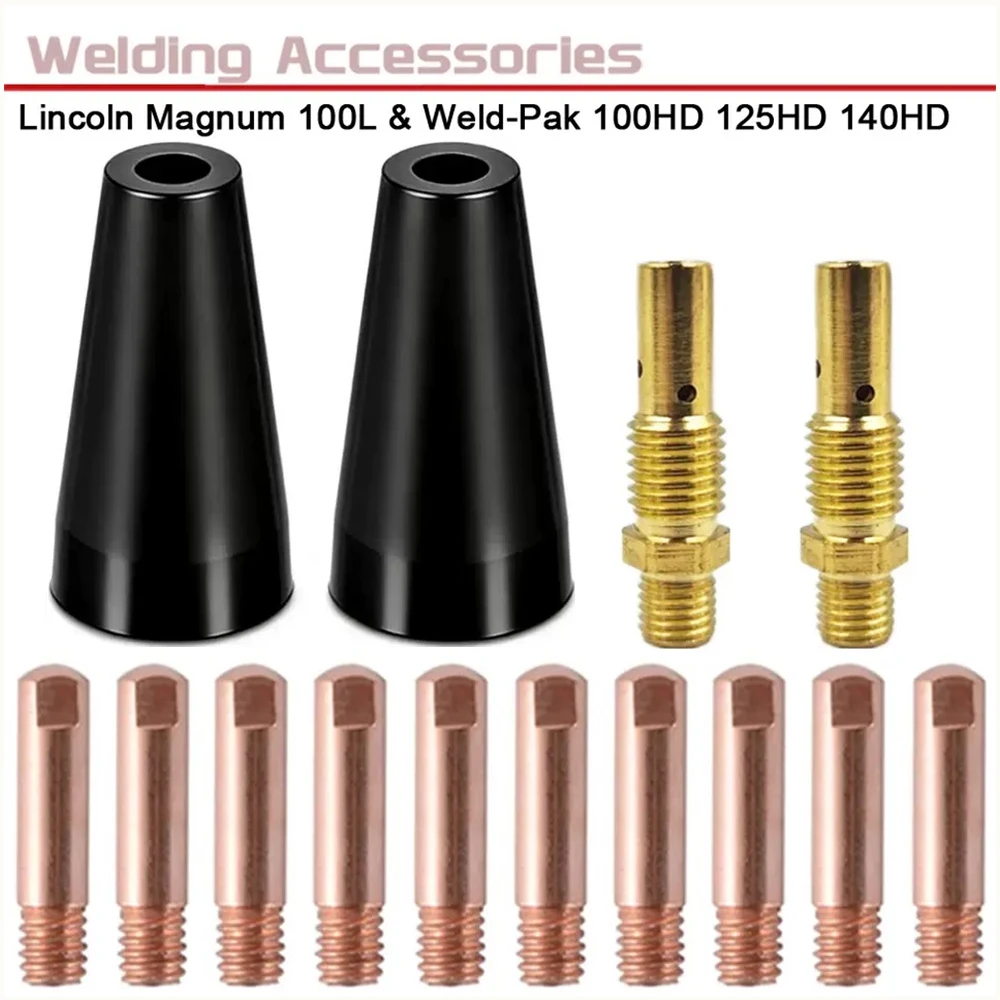 7/14 piezas, Kit de boquillas sin gas con núcleo de fundente KP1939-1, Boquilla sin aire, Difusor de gas, Compatible con Lincoln Magnum Tweco Mag Mig Accesorios