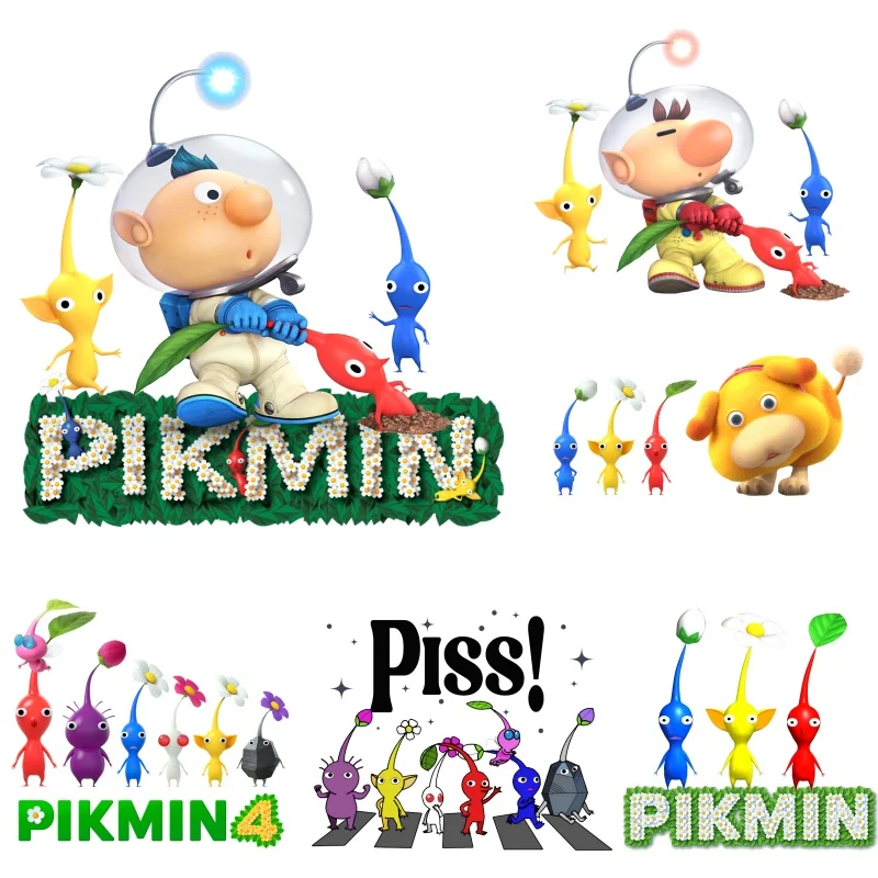 Video Game Pikmin 4 Cute Patches for Clothes Vynil Heat Transfer Thermal Stickers DIY T shirt Decal Iron on for Women Appliqued