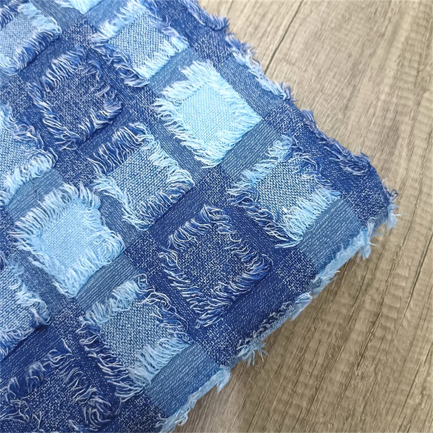 Checkered Tassel Cut Pattern Dyed Jacquard Fabric Fringe Trims Texture Fashion Clothing Dress Bag  DIY Design Fabric