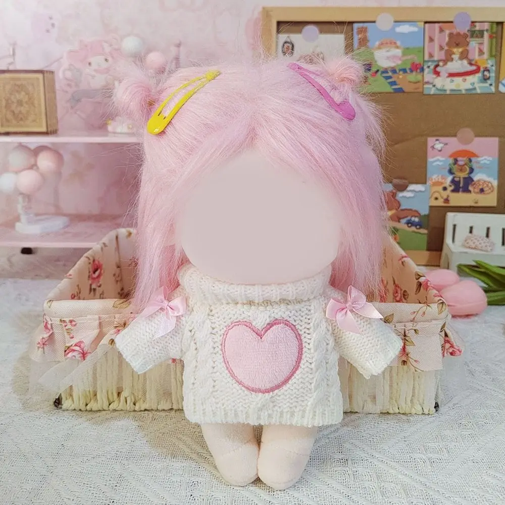 20CM Cotton Doll Clothes Sweet Tops Pink Heart High Collar Knitted Sweater For EXO Idol Dolls Accessories Plush Toys Clothing