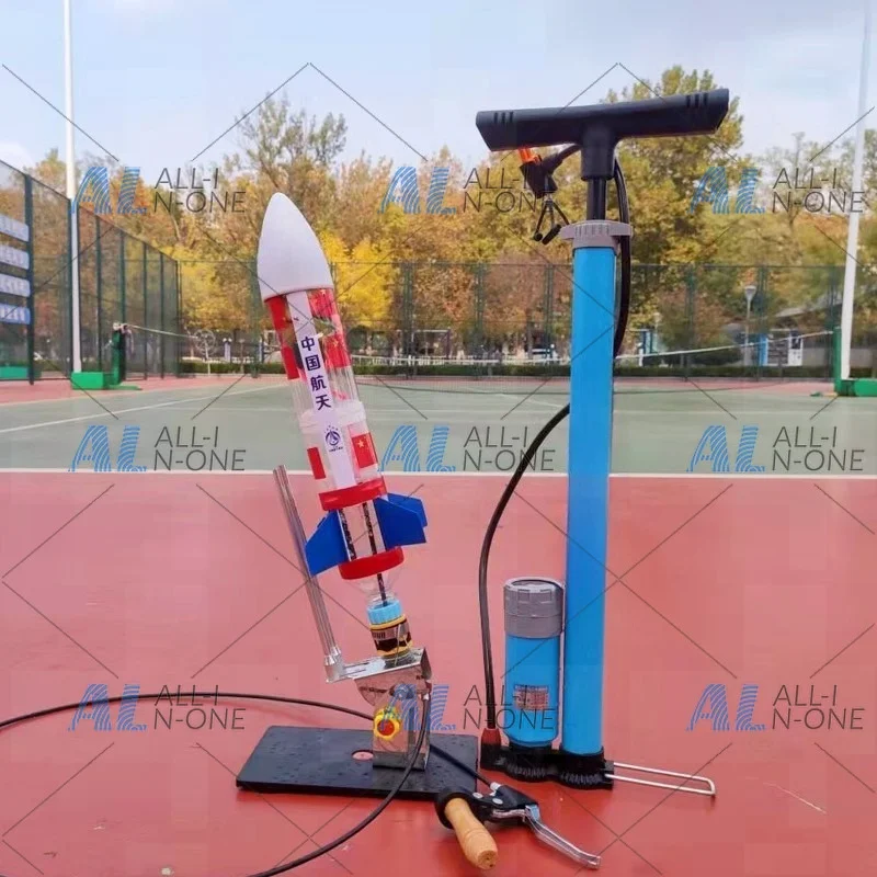 Water rocket launcher with parachute, a full set of production materials, handmade by DIY