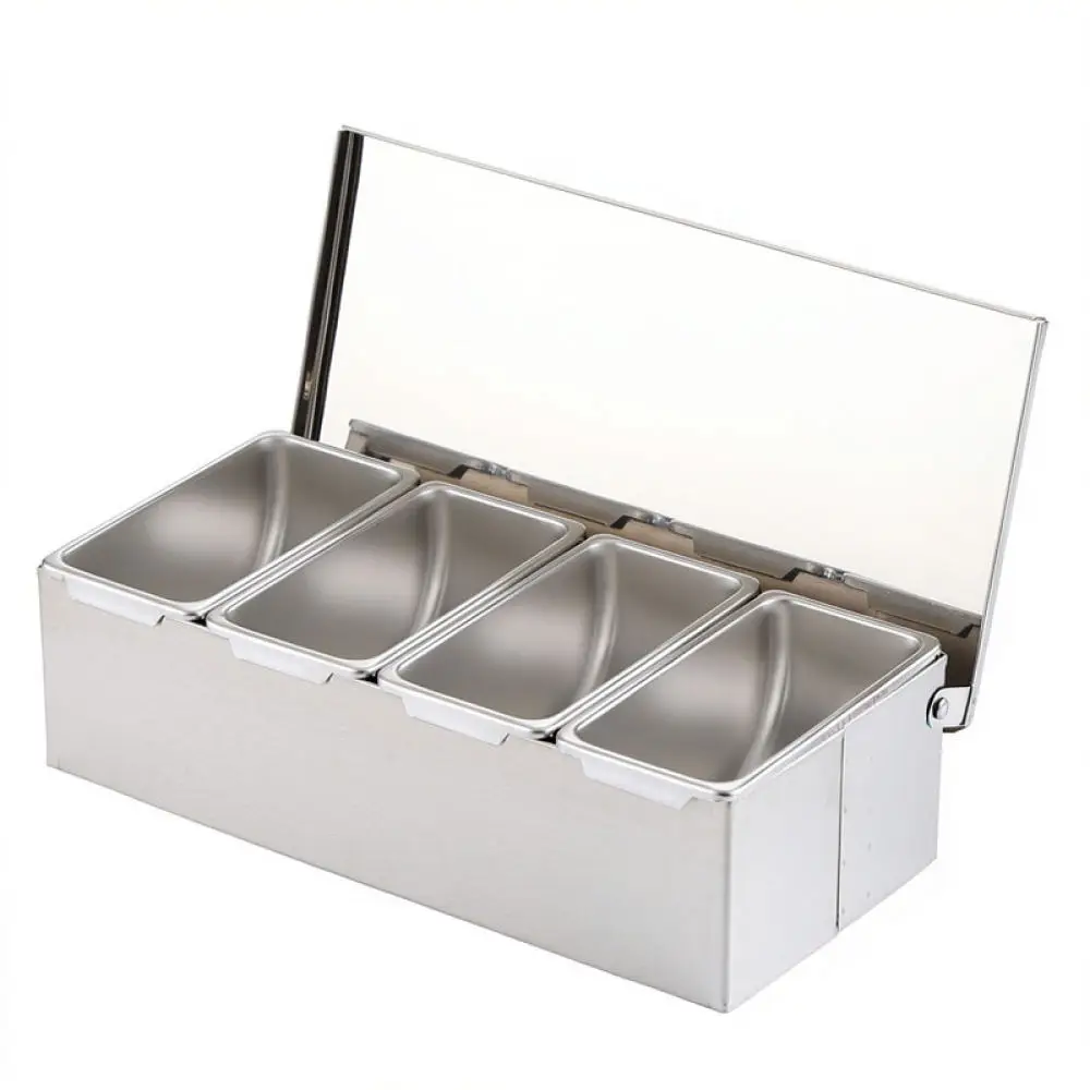 Kitchen Seasoning Organizer Box Durable Steel Storage Bin With Cover For Food Ingredients Herb Salt Spice Kitchen Tools