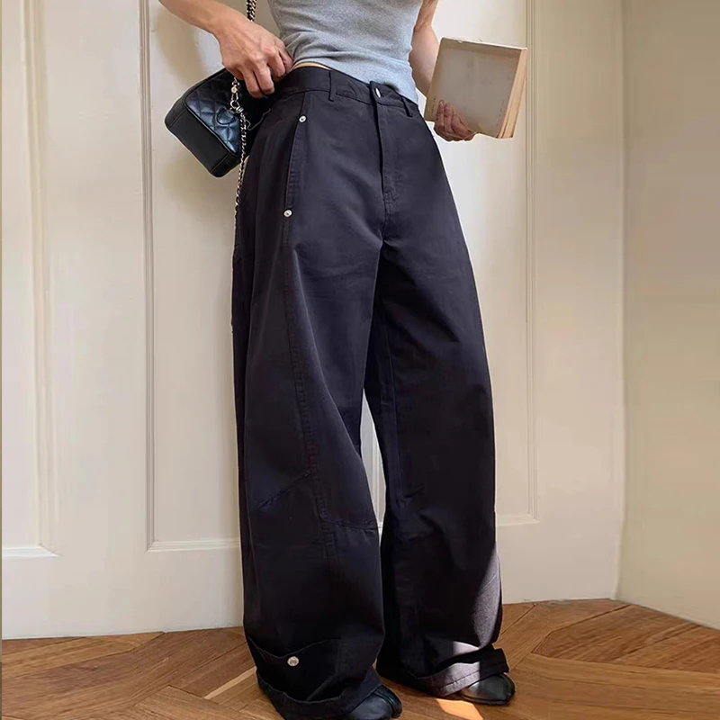 Celana Wanita Hip Hop Musim Dingin Berbahan Plush untuk di Rumah, Nyaman dengan Ikat Pinggang Tebal, Berlapis, Berpanel, dengan Pita dan Ikat Pinggang, Gaya Streetwear