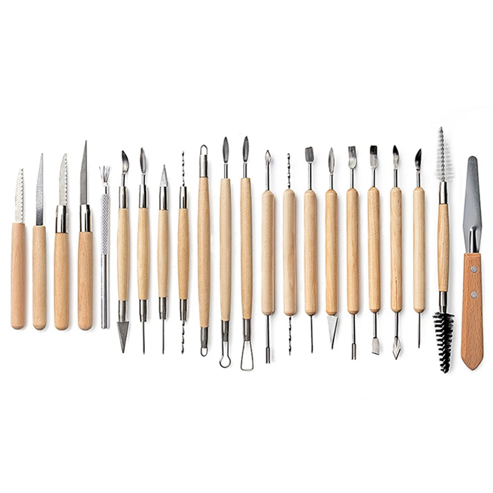 27Pcs Pottery Clay Sculpting Tools Double Sided Ceramic Clay Carving Tool Set with Carrying Case Bag for Beginners Potters Kit