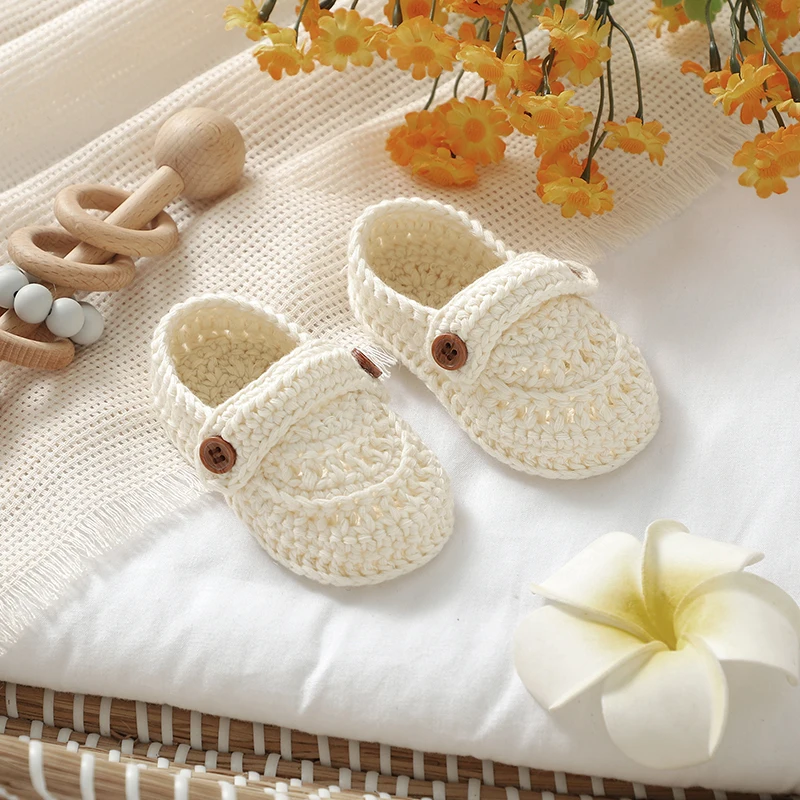 

Baby Shoes Cotton Knit Newborn Boys Girl First Boots Fashion Solid Shallow Infant Children Footwear 0-18M Breathable Cute Buckle