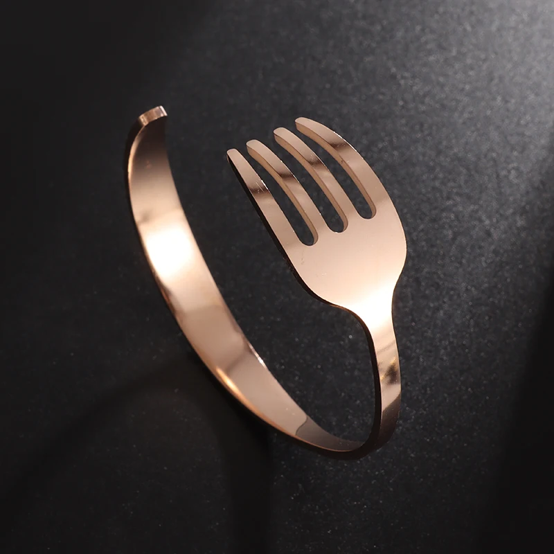 Fashion Creative Design Stainless Steel Curved Cutlery Fork Sleeve Bracelet Men\\\\\\\'s Ladies Personality Leisure Jewelry Gift