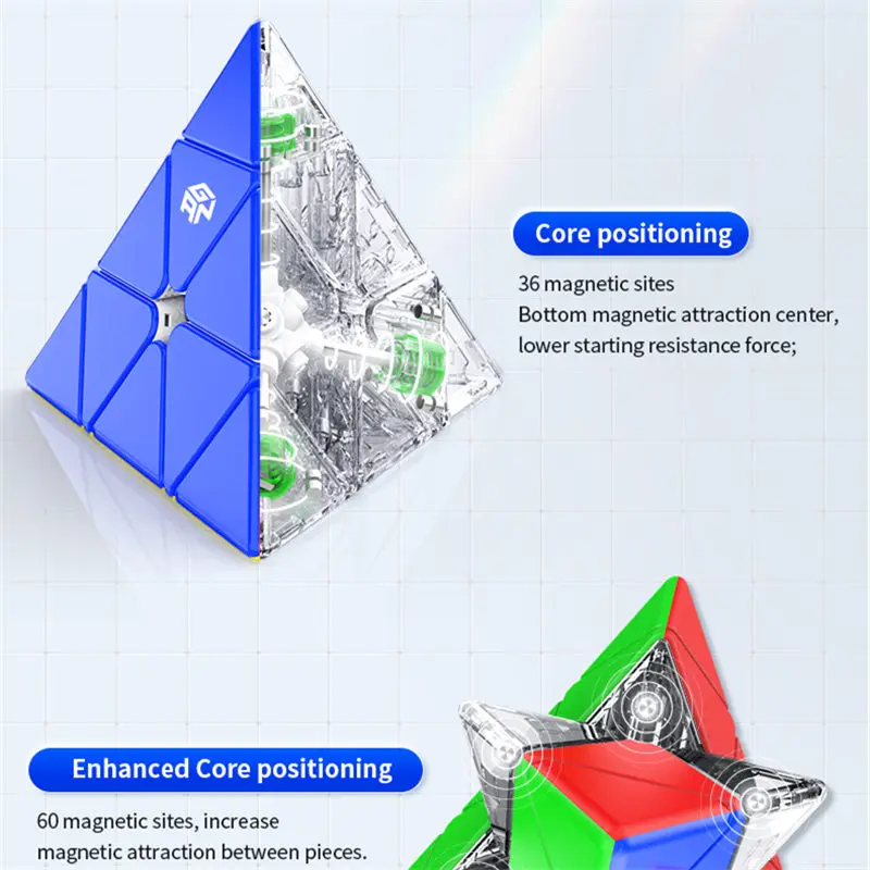 GAN Pyraminx Magnetic Magic Speed Cube GAN 3x3 Pyramid Magnetic Enhanced UV Stickerless Cube Triangle Speed Toys For Children