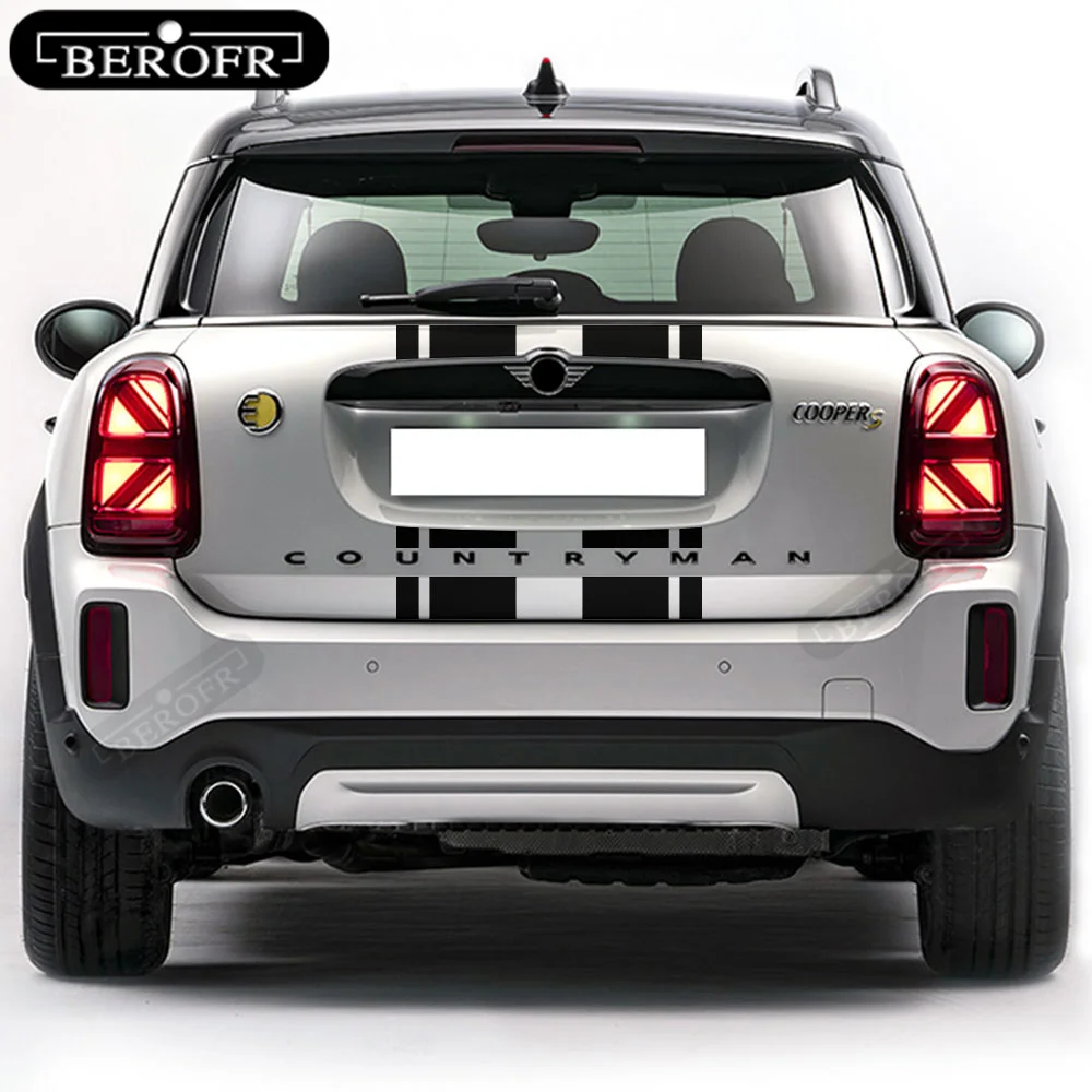 Car Styling Bonnet Stripe Hood Trunk Engine Cover Rear Kit Decal Stickers for MINI Cooper SE Countryman F60 All4 2017 2018 2020