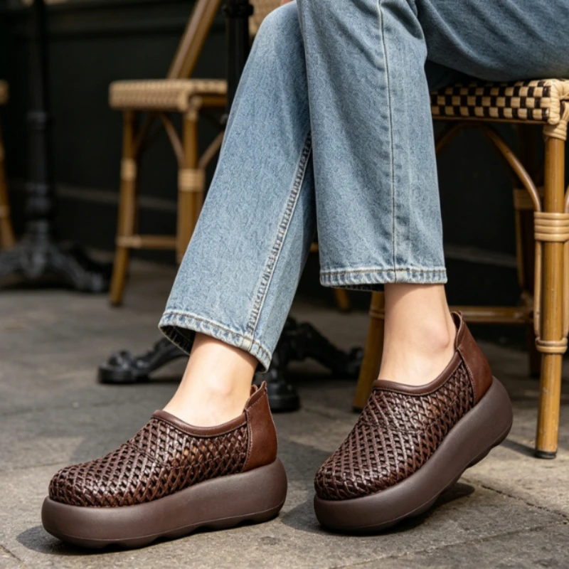 

Flats Loafers Weave Women Shoes Platform Casual Sport Shoes 2026 Summer New Brand Comfort Sneakers Dress Retro Mujer De Zapatos
