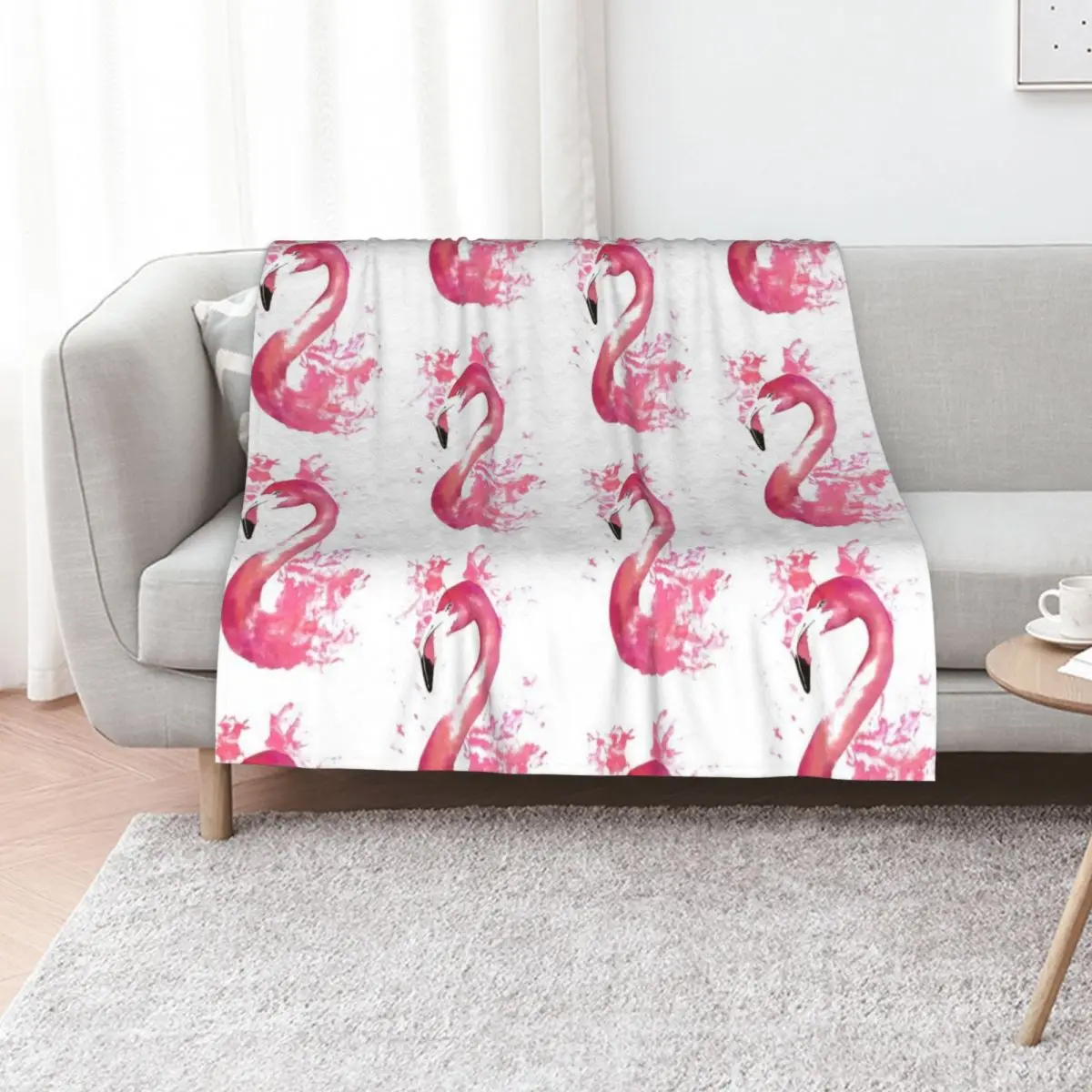 Pink Flamingo Watercolour Splash Artwork Throw Blanket Moving Multi-Purpose warm winter Soft Warm Sofa Throw Blankets