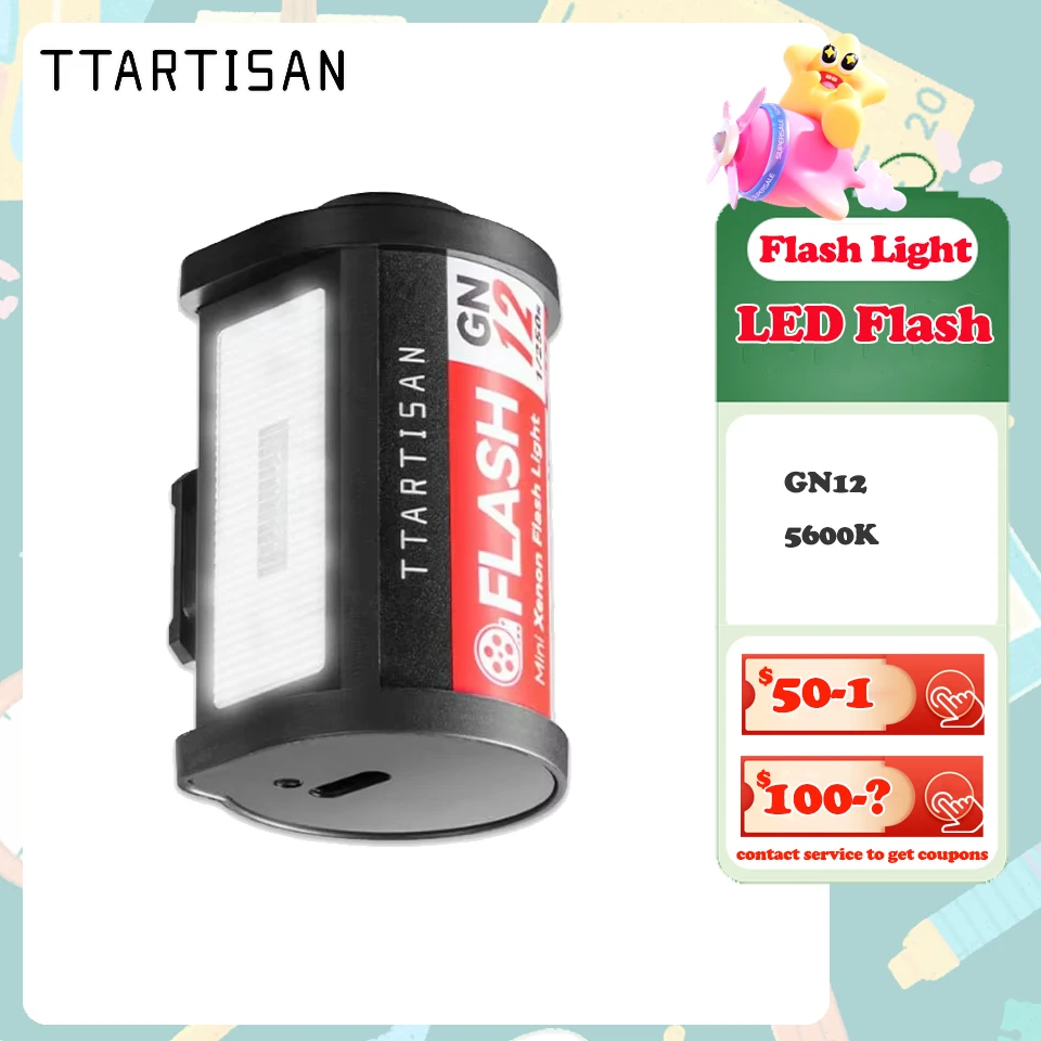 

TTArtisan M01 On-camera Flash GN12 5600K 4 Adjustable Power Levels Wireless Camera Trigger compatible with Hot Shoe Mount