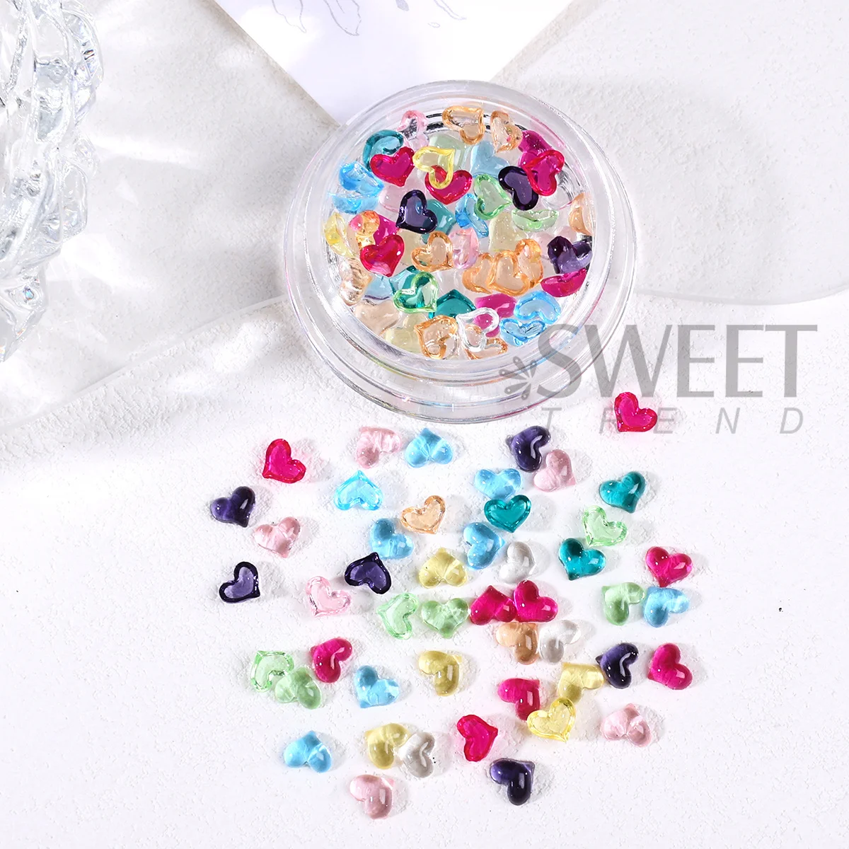 2 stücke Transparent Herz Nail art Charms 3D Kristall Bunte Liebe Geformt Süße Schmuck Elegante Valentinstag Dekor Maniküre Liefert