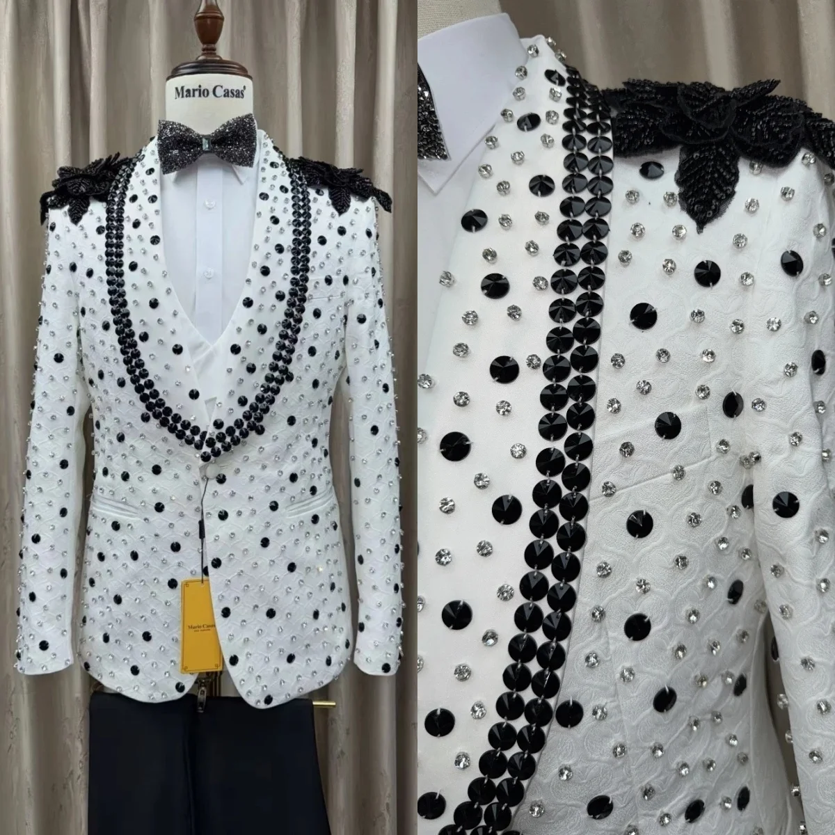 Abiti da sposa hot fix di lusso per lo sposo scialle bavero smoking monopetto 2 pezzi giacca pantaloni festa serale ballo personalizzato