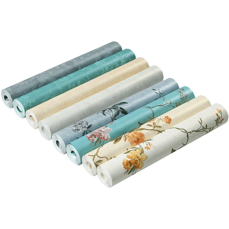 American country non woven fabric wallpaper small floral print retro style bedroom living room master bedroom TV background wall