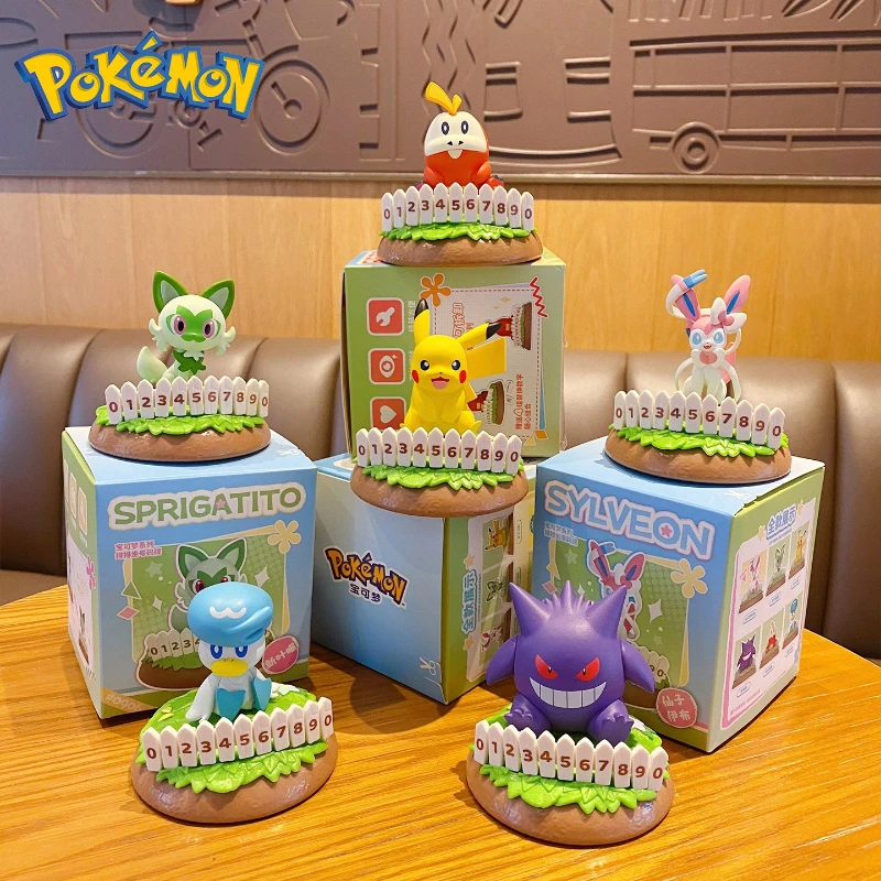 سلسلة البوكيمون الجلوس في الصفوف لوحة أرقام الحلي أنيمي سيارة وقوف السيارات رقم لوحة لطيف بيكاتشو نموذج لعبة أطفال تمثال هدية