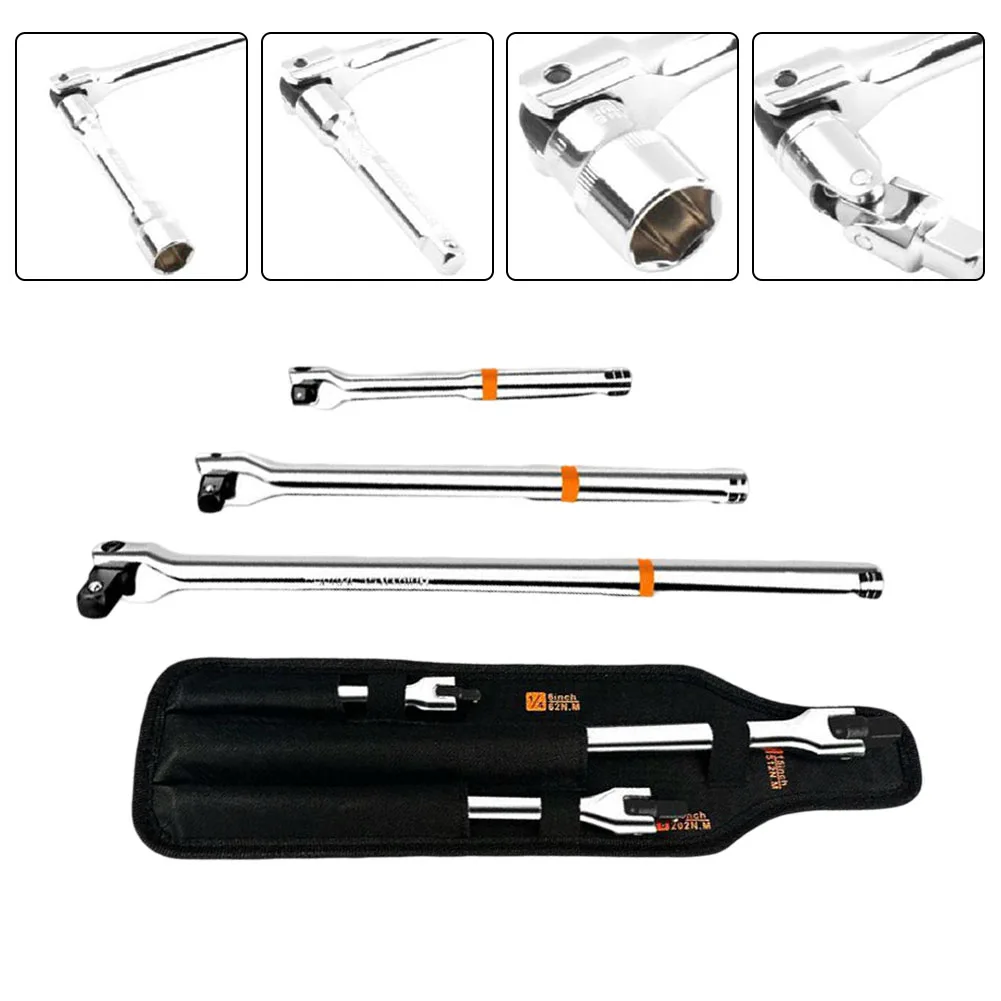

3pcs/set Breaker Bar Wrenches 1/4\" 3/8\" 1/2\" Drive Heavy Duty Spanner F-bar Steering Wrench With 180 Degrees Rotatable Head