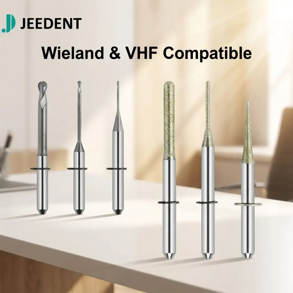 VHF N4 K4 Milling Burs for Lithium Disilicate Emax Glass Ceramic Grinding Drill Diamond Coated High Precision Lab Tools