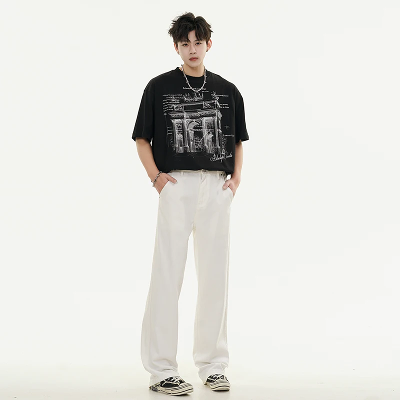 2024 NEW Vibe High Street Jeans Men Trendy Brands Fashion Y2K Loose Straight Casual Wide Leg Korean Style Pants