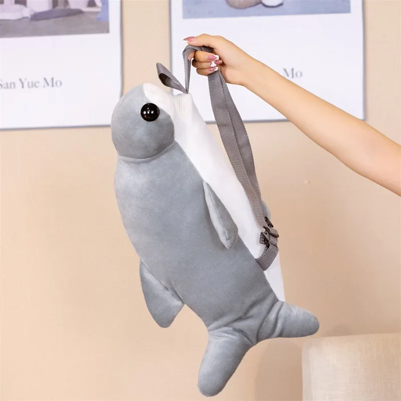 55cm Children Cute Plush Toys Hobbies Cartoon Hammerhead Shark Backpack Bag Schoolbag Girls Boys Kindergarten Birthday Kids Gift