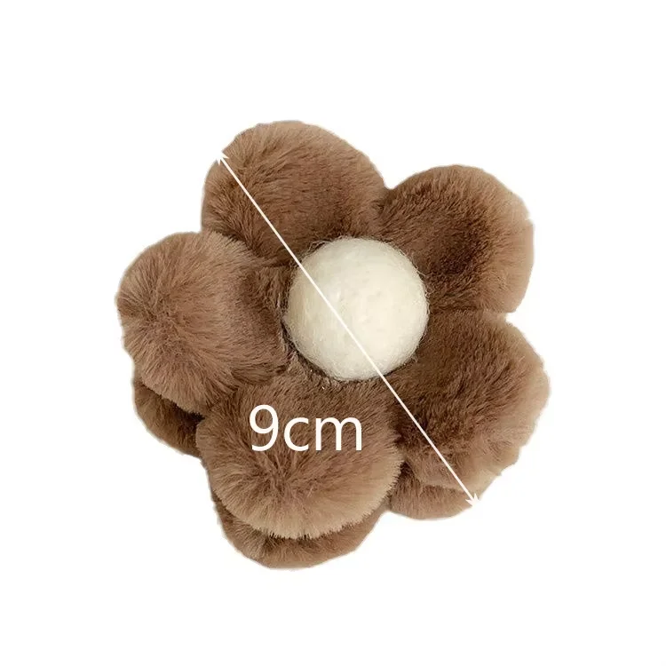 Plush Flower Hair Clip Simple Hair  Crab Claw Hair Accessories Fashionable Autumn and Winter Large Shark Clip