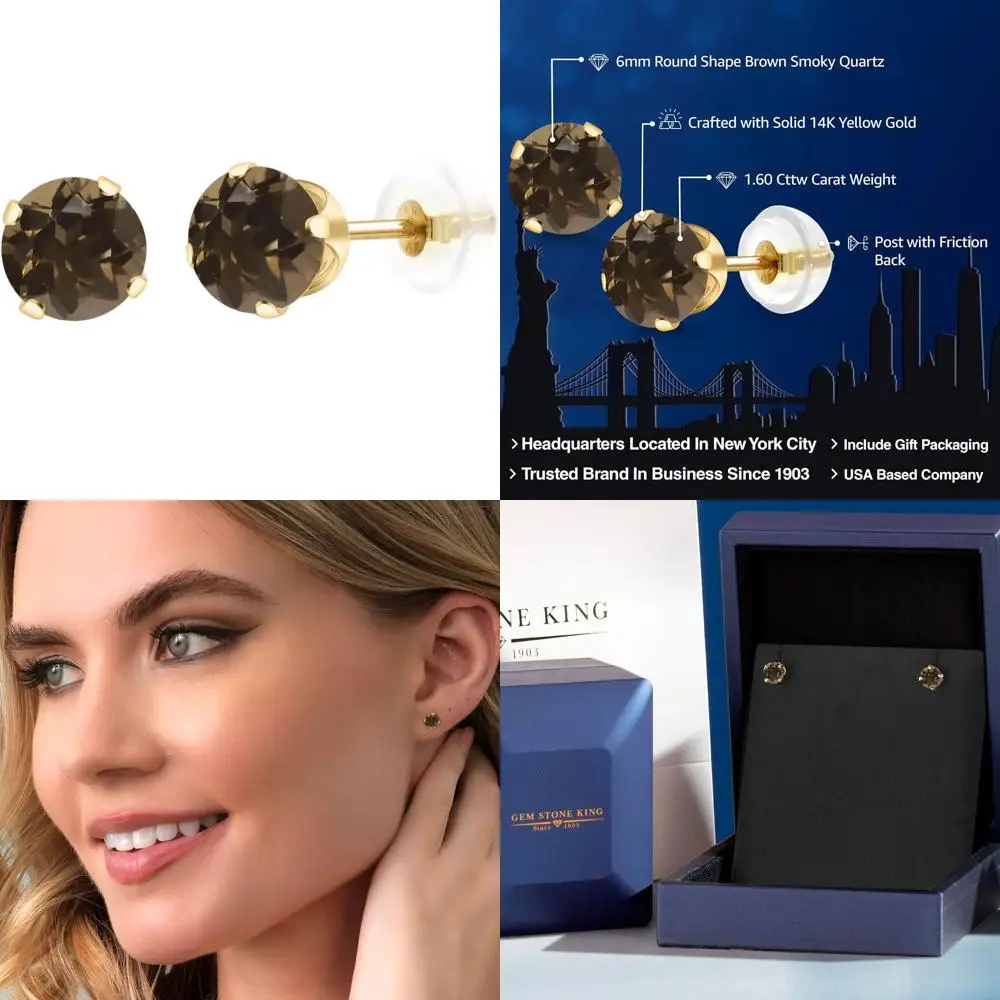 

Серьги-гвоздики из золота 14K с круглыми камнями 6 мм (камни по месяцам рождения) для женщин и мужчин