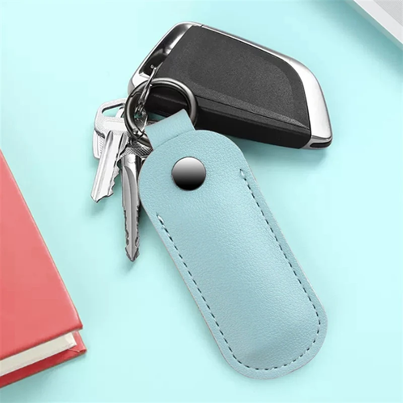 Generic Leather U Disk Storage Bags Key Ring Holder USB Flash Drive Storage Bag Data Line Protective Cover Anti-loss