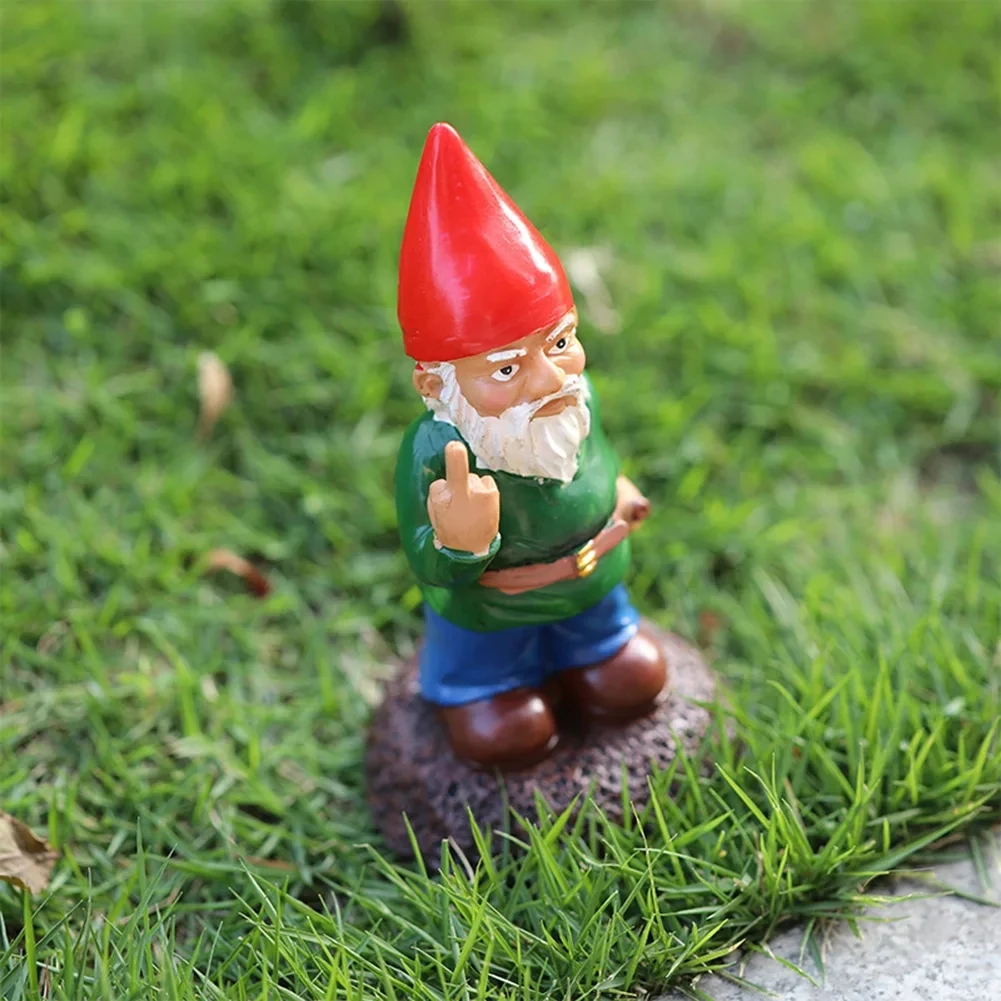 1pc Give The Middle Finger To Drink The Old Man Resin Decoration Gnome Statue for Lawn Garden Decor Ornament