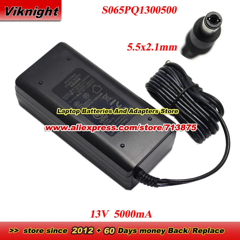 S065PQ1300500 AC Adapter 13V 5000mA Switching Power Supply for TEN PAO with 5.5x2.1mm tip Power Adapter