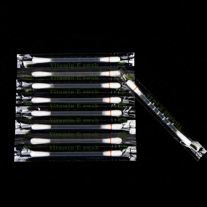 new 50pcs Vitamin E Oil Swabs Stick Disposable VE Cotton Swab Protect Lip Gum Anti-dry Moisture Use Before Teeth Whitening