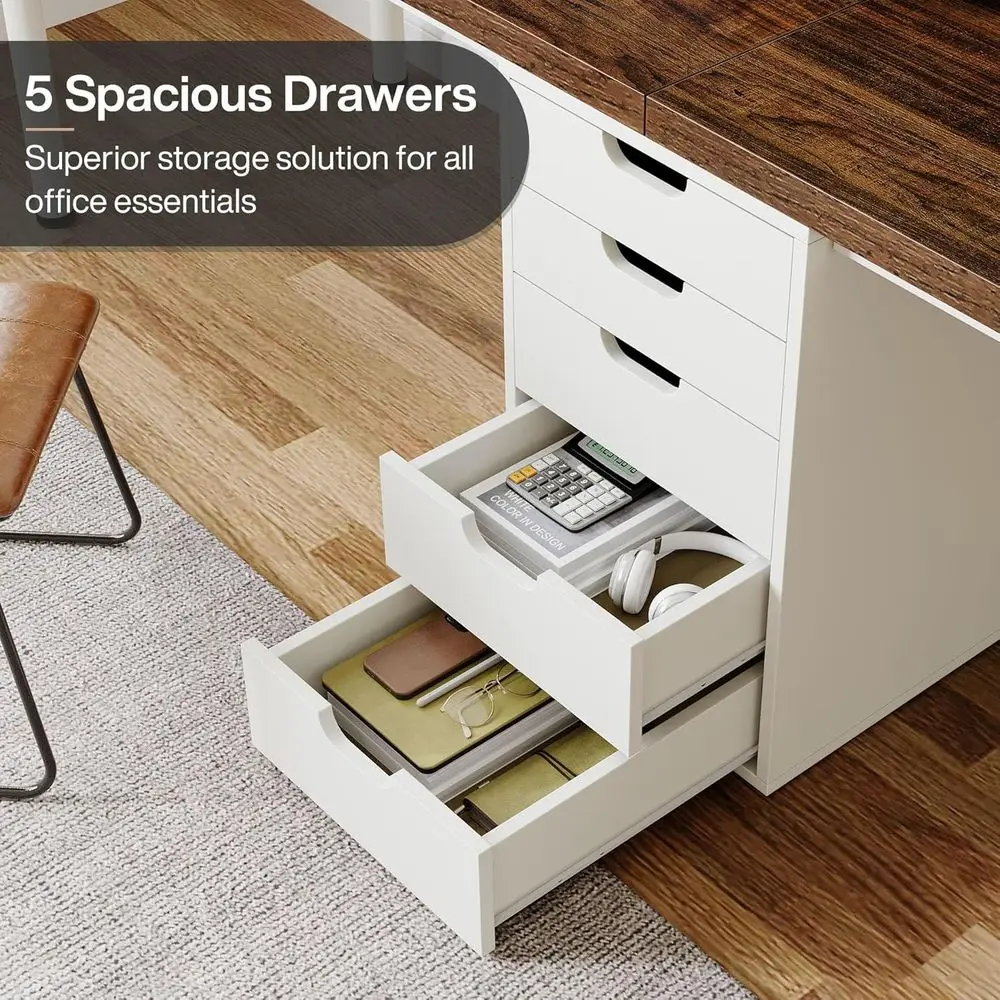 Two Person Computer Desk with 5 Drawers, 78.7 Inches Extra Long Double Office Desk, Modern Simple Double Computer Customized