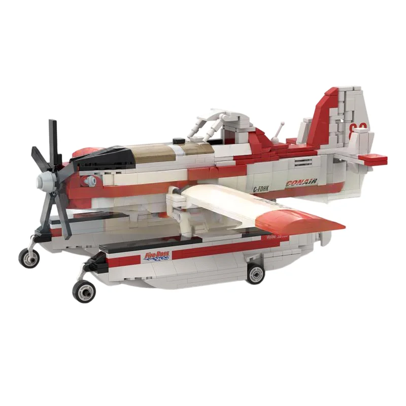 Aerial Firefighting Aircraft MOC Building Blocks 879 Parts Amphibious Water Bomber Plane DIY Brick Desktop Collectible
